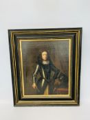 C17TH BRITISH SCHOOL: PORTRAIT OF A GENTLEMAN IN ARMOUR, OIL ON CANVAS, RELINED,