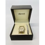 A GENTS INGERSOL GEMS DIAMOND SET BRACELET WATCH BOXED WITH CARDS