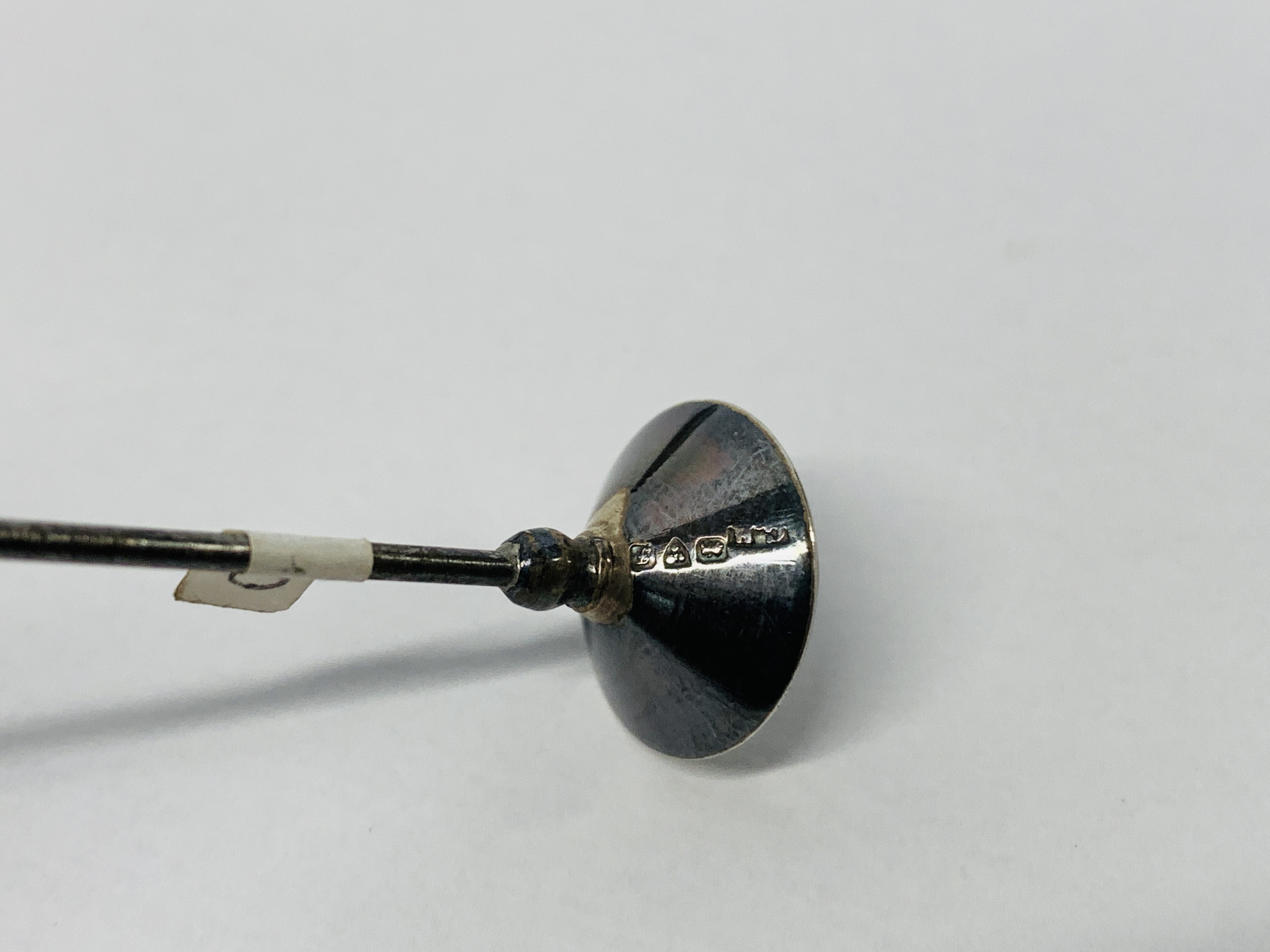 THREE SILVER HAT PINS: IVY LEAF ENAMEL FINIAL WITH SINGLE PEARL (CHARLES HORNER), - Image 3 of 14