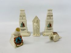 A GROUP OF NORTH WALSHAM CRESTED WARE MARKED FLORENTINE CHINA TO INCLUDE CENOTAPHS,