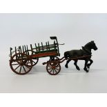 A CAST METAL HORSE AND WAGON C19TH / EARLY C20TH