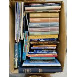 3 BOXES CONTAINING A GROUP OF MAINLY AVIATION BOOKS TO INCLUDE 5 VOLUMES AIRCRAFT PROFILES,