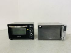 A DELONGHI 900 WATT MICROWAVE OVEN AND A COOKWORKS TABLE TOP OVEN - SOLD AS SEEN