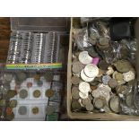 BOX OF MIXED UK AND OVERSEAS COINS,