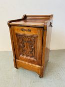 AN EDWARDIAN AMERICAN WALNUT COAL BOX WITH LINER