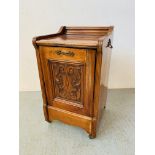 AN EDWARDIAN AMERICAN WALNUT COAL BOX WITH LINER