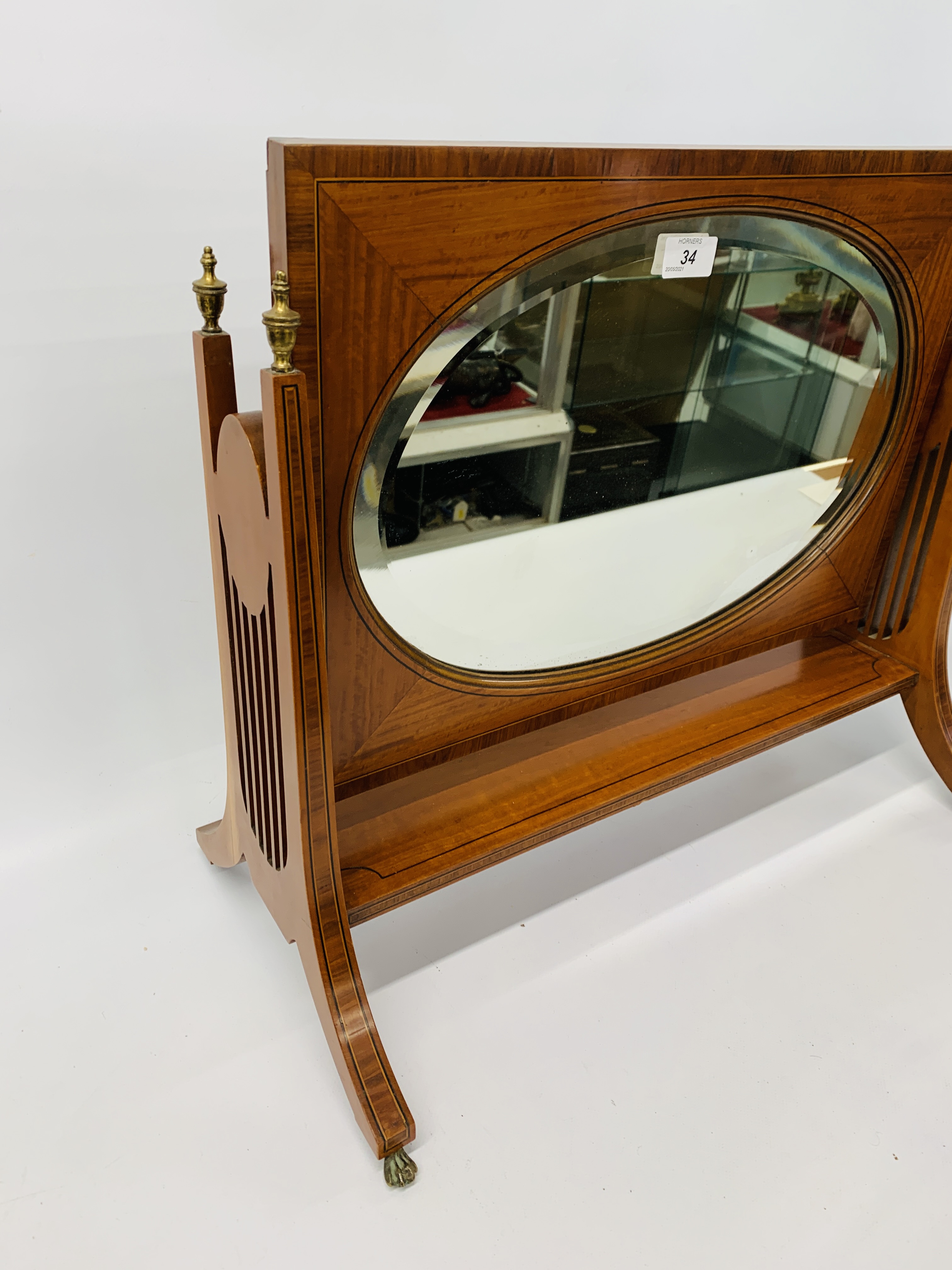 EDWARDIAN SHERATON REVIVAL MIRROR - W 55CM X H 49CM. - Image 3 of 8