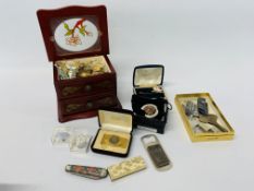 BOX OF MIXED COLLECTIBLES TO INCLUDE MONEY CLIP,