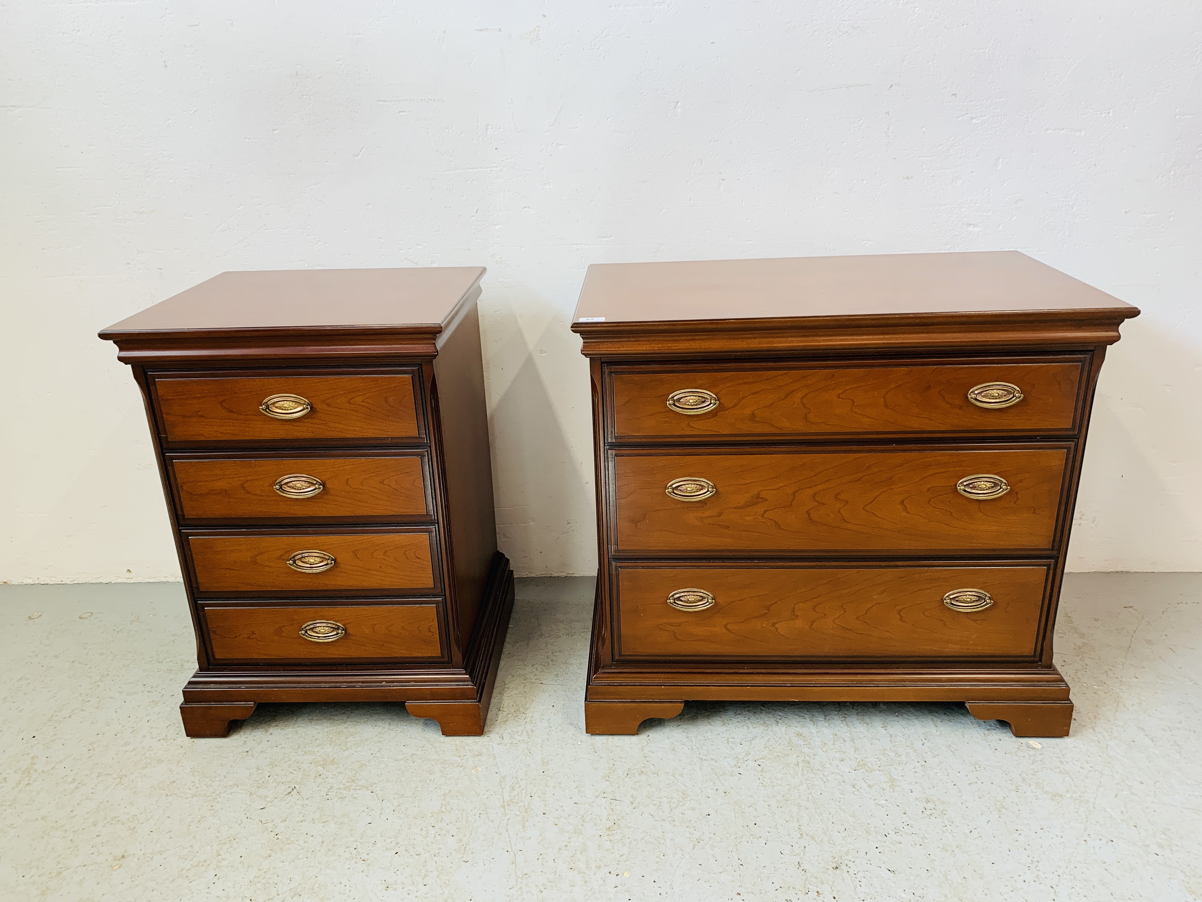 A MODERN STAG CHERRYWOOD FINISH THREE DRAWER CHEST - W 81CM. D 46CM. H 75CM.