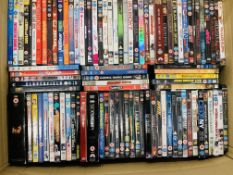 A LARGE COLLECTION OF MIXED DVD'S IN 2 BOXES