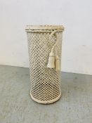 EDWARDIAN WHITE PAINTED METAL STICK STAND - H 49CM.