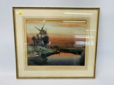 A FRAMED WATERCOLOUR "BEYOND REPAIR" BEARING SIGNATURE HANNAFORD JUNIOR - 33.5 X 42.5 CM.