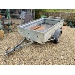 A GALVANISED SINGLE AXLE CAR TRAILER UNBRAKED