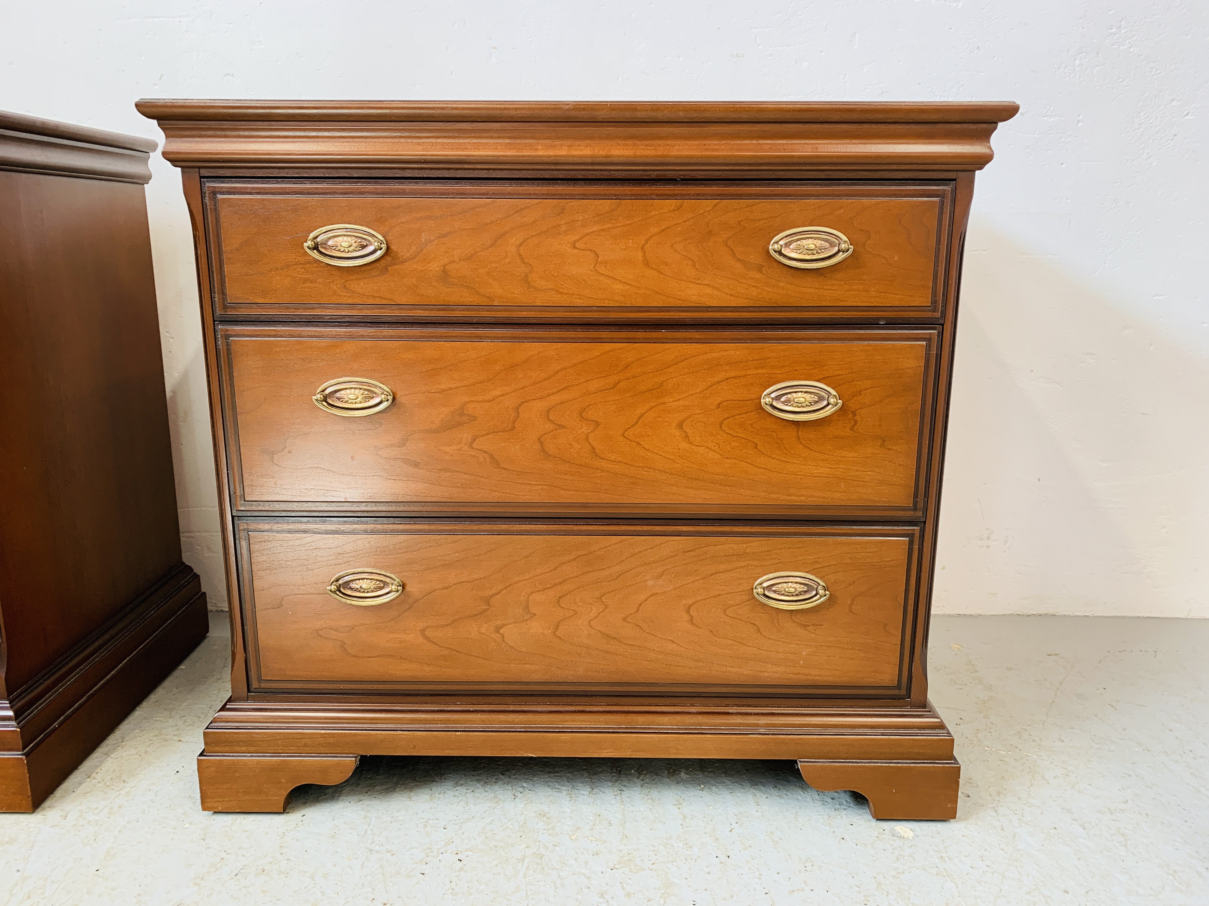 A MODERN STAG CHERRYWOOD FINISH THREE DRAWER CHEST - W 81CM. D 46CM. H 75CM. - Image 4 of 16