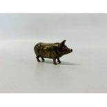 VINTAGE MINIATURE BRASS HINGED VESTA CASE OF A PIG