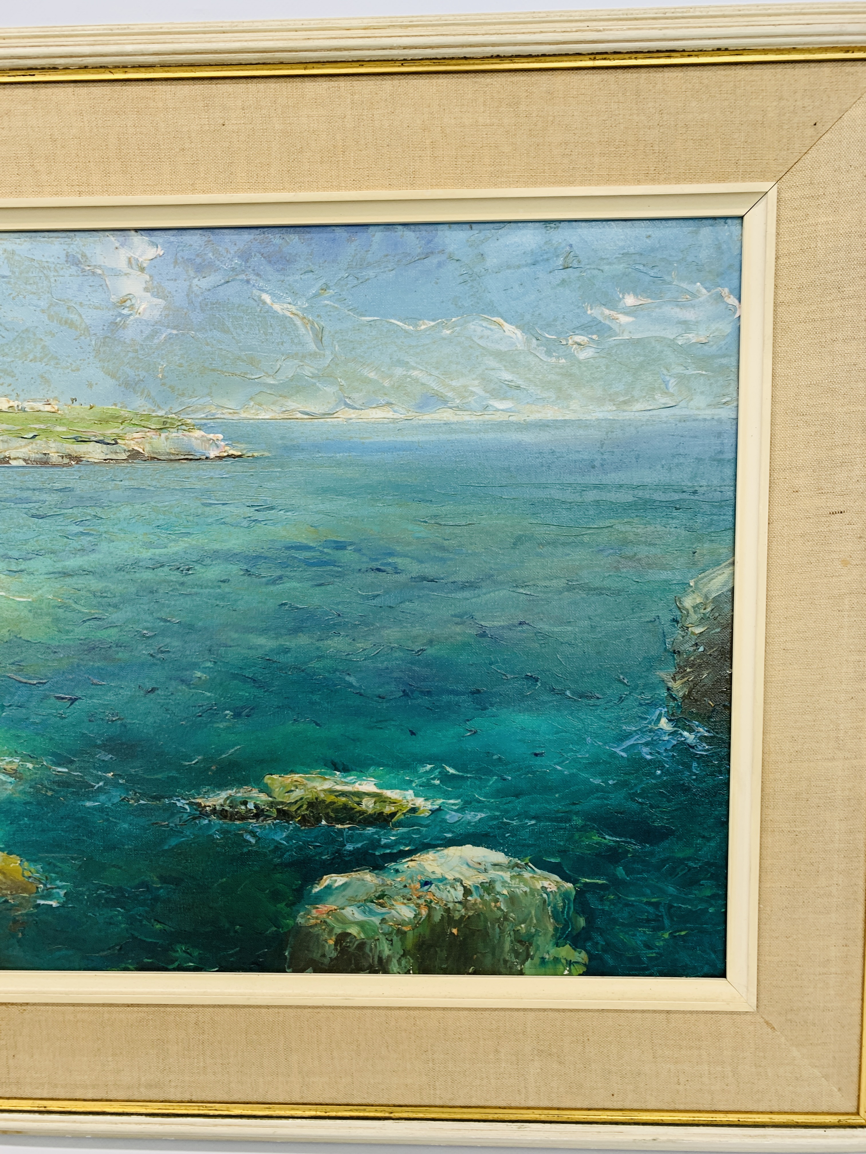 OIL ON CANVAS SEASCAPE CAPRI COAST BEARING SIGNATURE VISENTINI 39 X 80 CM. - Image 4 of 7