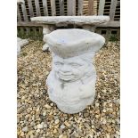 A STONEWORK TOBY JUG GARDEN PLANTER - HEIGHT 43 CM