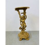 C19 FRENCH CHERUB TORCHE WITH PAINTED GOLD FINISH - H 78CM.