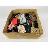 BOX CONTAINING LARGE QUANTITY OF ASSORTED WALLETS AND PURSES TO INCLUDE DESIGNER BRANDED AND