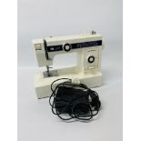 JANOME 110 SEWING MACHINE + VARIOUS KNITTING AND SEWING ACCESSORIES - SOLD AS SEEN