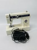 JANOME 110 SEWING MACHINE + VARIOUS KNITTING AND SEWING ACCESSORIES - SOLD AS SEEN