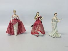 3 X COALPORT FIGURINES TO INCLUDE "MILLENNIUM DEBUT" 3864 / 7500,