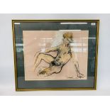 FRAMED PASTEL STUDY "NUDE MAN"