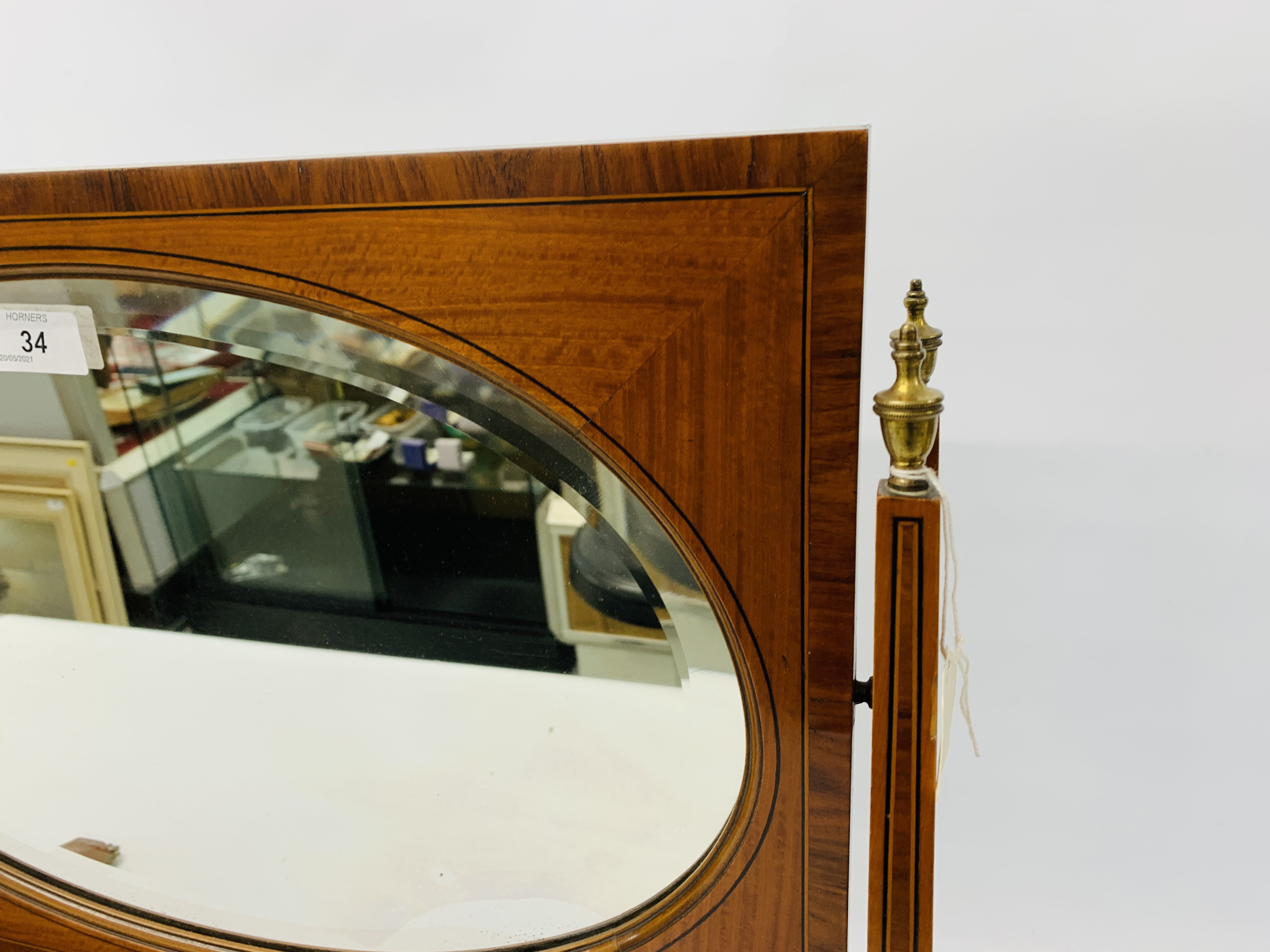 EDWARDIAN SHERATON REVIVAL MIRROR - W 55CM X H 49CM. - Image 7 of 8