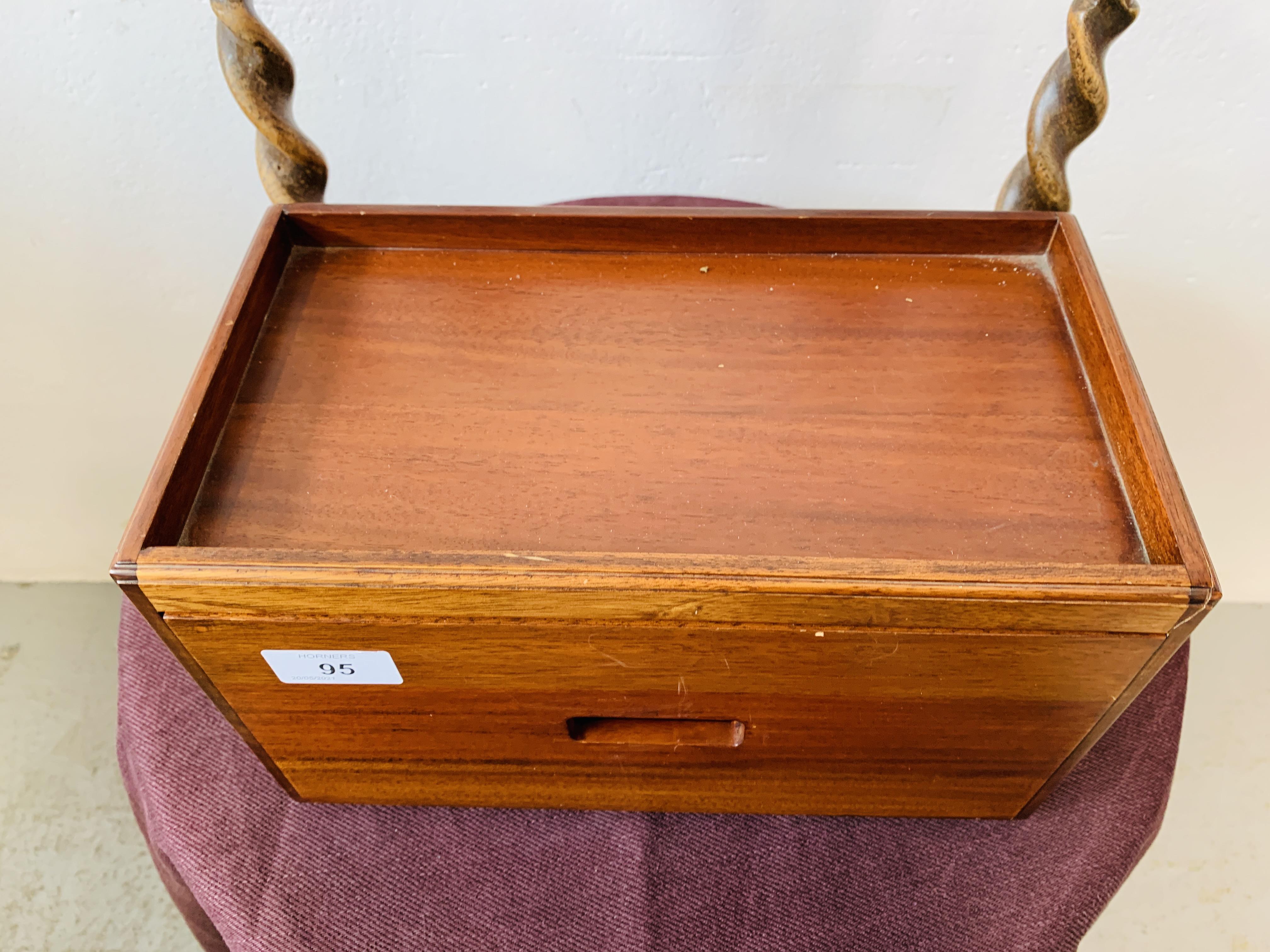 A MAHOGANY SINGLE DRAWER CD STORAGE BOX, PAIR OF OAK BARLEY TWIST CANDELABRA, - Image 5 of 10