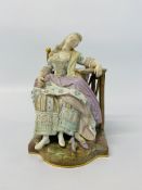 A PORCELAIN FIGURE STUDY OF SEATED SLEEPING WOMAN