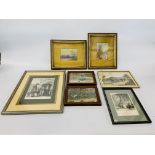 BOX OF PICTURES AND PRINTS TO INCLUDE A PAIR OF HAND COLOURED SHOOTING PRINTS,