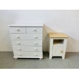 A MODERN WHITE FINISH TWO OVER FOUR CHEST OF DRAWERS - W 78CM. H 90CM. D 40CM.