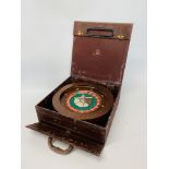 DAL NEGRO ROULETTE WHEEL IN FITTED CASE WITH VARIOUS COUNTERS ETC.