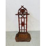 ANTIQUE CAST IRON UMBRELLA STAND - BAMBOO DESIGN (FLAKED RED PAINT) H 70CM.