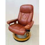 A STRESSLESS TAN LEATHER RELAXER CHAIR