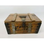 C19 WOODEN STORAGE BOX FOR EGGS WITH METAL BANDING "DAIRY OUTFIT CO.