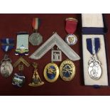 SMALL COLLECTION OF MASONIC MEDALLIONS ETC.