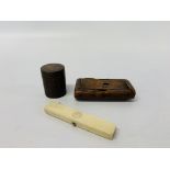 GEORGIAN WALNUT SNUFF BOX (A/F) VINTAGE TREEN SCREW TOP NIB BOX WITH INLAID DETAIL,