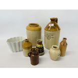 COLLECTION OF STONEWARE TO INCLUDE JAR, BOTTLES,