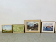 A GROUP OF NINE VARIOUS FRAMED PRINTS AND PICTURES TO INCLUDE NUNEZ SEGURA LTD EDITION WHITBY LIFE