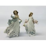 2 X LLADRO FIGURINES 5898 SPRING SPLENDOUR (SOME LOSSES TO FLOWERS) + 6193 SUMMER SERENADE. 30 CM.