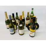 13 VARIOUS BOTTLES OF WINE AND VERMOUTH TO INCLUDE SHERIDAN LIQUEUR,