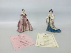 2 X COALPORT FIGURINES TO INCLUDE "THE FAIRYTALE BEGINS" 649 / 12500,