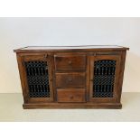 A RUSTIC HARDWOOD COUNTRY & EASTERN STYLE DRESSER BASE,