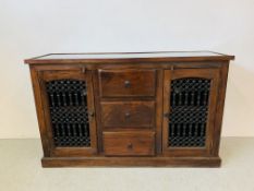 A RUSTIC HARDWOOD COUNTRY & EASTERN STYLE DRESSER BASE,