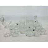 A GROUP OF GOOD QUALITY GLASSWARE TO INCLUDE EDINBURGH CRYSTAL GLASS WINES, WHISKIES, BRANDIES ETC.