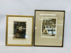 5 PENCIL SIGNED MEZZOTINT IN COLOUR PRINTS BEARING SIGNATURE ANTOINE GAYNARD TO INCLUDE 2 ARTISTS