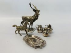 3 WMF EPNS VINTAGE SALT, PEPPER, MUSTARD IN THE FORM OF JERSEY JUGS, SILVER PLATED HORSE,