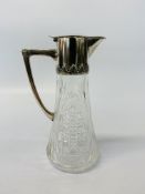 ART NOUVEAU STYLE CUT GLASS DECANTER WITH SILVER PLATED MOUNT AND HANDLE - APPROX H 16 CM.