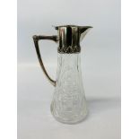 ART NOUVEAU STYLE CUT GLASS DECANTER WITH SILVER PLATED MOUNT AND HANDLE - APPROX H 16 CM.